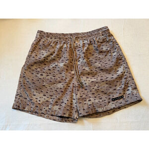 STAMPD Desert Camo Shorts Mens Medium Brown Leopard Print Drawstring Streetwear